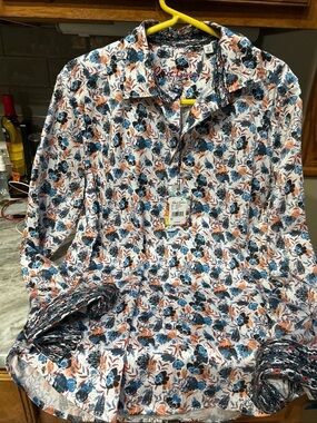 NEW Robert Graham Abingdon Geo Floral Sport Shirt Flip Cuff S Classic Fit  198$